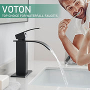 Black waterfall bathroom faucet