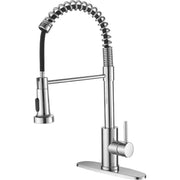 Modern chrome high arc spring kitchen faucet with pull-down sprayer