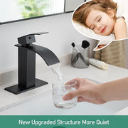 Black waterfall bathroom faucet